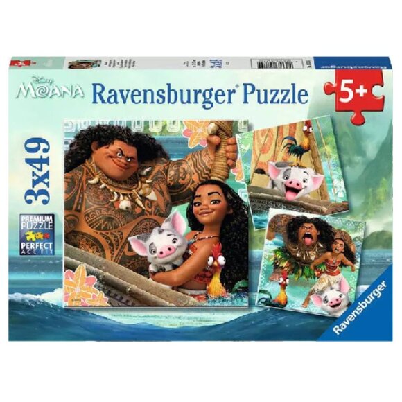 New sealed Ravensburger-3x49 Piece Puzzle - Disney Moanas - Picture 1 of 16